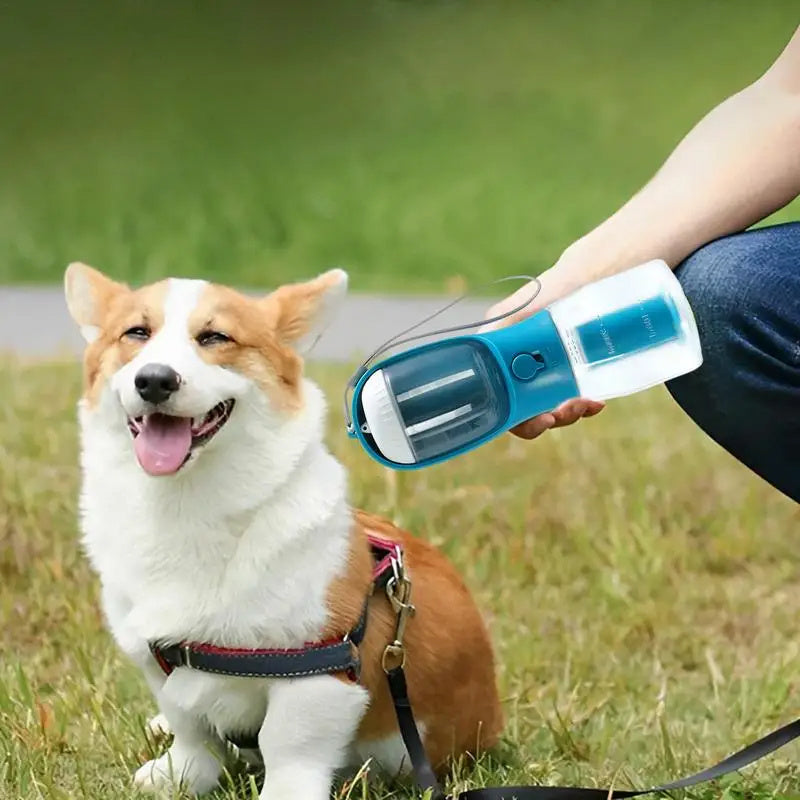 Superb 3-in-1 Portable Pet Cup: Water, Food, & Waste Bag Combo